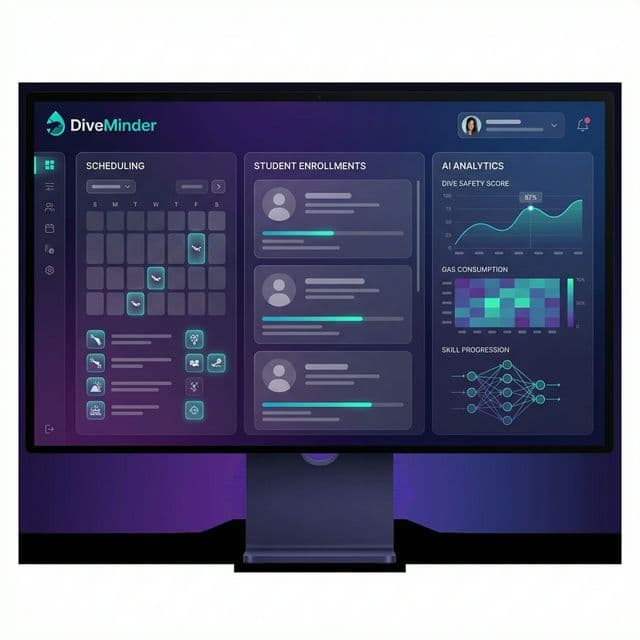 DiveMinder Dashboard Mockup